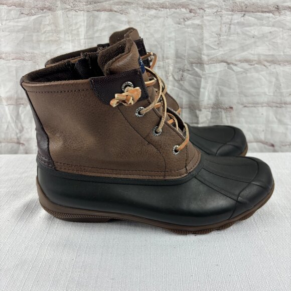 Sperry Women's 8.5 Brown Leather Syren Gulf Waterproof Rain Duck Boots - Picture 3 of 12